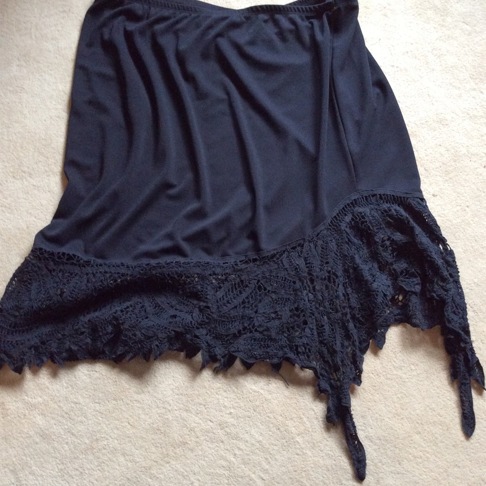 Roamans skirt plus size asymmetrical lace hem